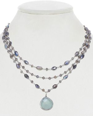 Rachel Reinhardt Jewelry Silver Gemstone Necklace - White