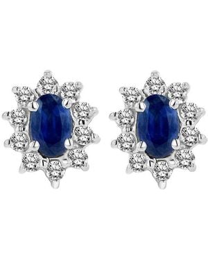 LEVARON 14K 0.70 Ct. Tw. Diamond & Sapphire Earrings - Blue