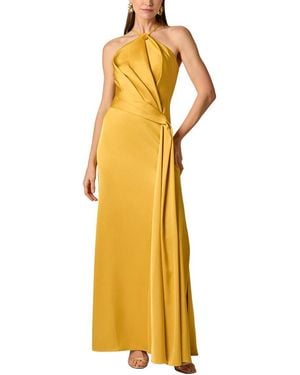 Aidan Mattox Crepe Back Satin Long Dress - Yellow