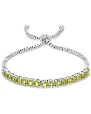 MaxColor Silver 5.10 Ct. Tw. Peridot Adjustable Bolo Bracelet - White