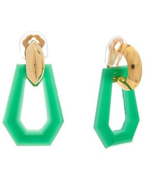 Kenneth Jay Lane Plated Clip-on Doorknocker Earrings - Green