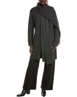 Vince Birdseye Draped Car Coat - Black