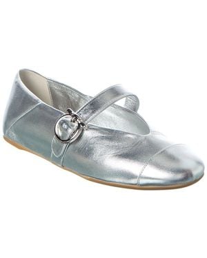 Ferragamo Gancini Leather Ballet Flat - Gray