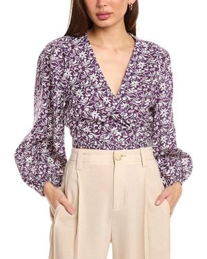 Maje Linen-Blend Top - Purple
