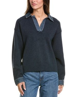 Rag & Bone Marie Denim Wool-Blend Polo Shirt - Blue