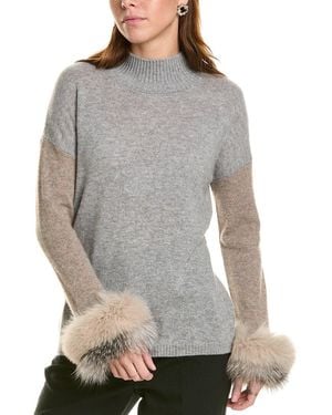 Sofiacashmere Colorblocked Mock Neck Cashmere Jumper - Grey