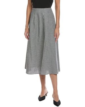 Seraphin Linen-blend Midi Skirt - Gray