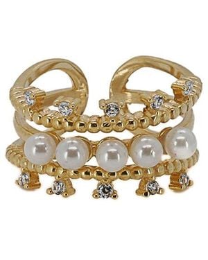 Ebru Jewelry Cleopatra 0.7In Pearl Cocktail Ring - White