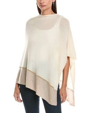 Forte Cashmere Lurex Stripe Cashmere Poncho - Natural