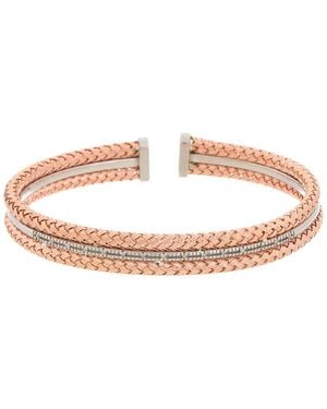 Meshmerise 18k Rose Gold Vermeil 0.1 Ct. Tw. Diamond Mesh Bangle - Pink