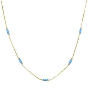 Rachel Glauber 14K Plated Cz Station Necklace - Metallic