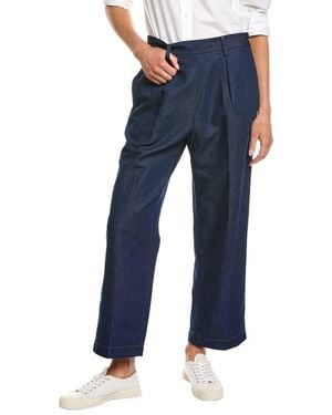 forte_forte Linen-Blend Denim Pant - Blue