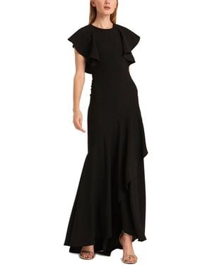 ML Monique Lhuillier Satin Ruffle Crepe Dress - Black