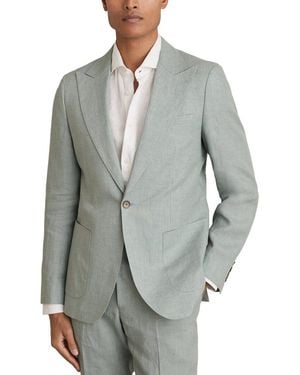Reiss Warner Notch Linen Blazer - Grey