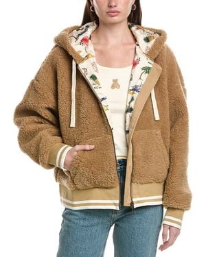 Palm Angels Hooded Coat - Natural