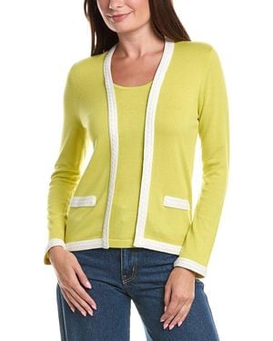 St. John Tank Cashmere-Blend Cardigan - Yellow