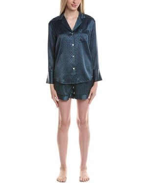 Petite Plume 2Pc Silk Pyjama Set - Blue