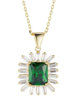 Glaze Jewelry 14k Over Silver Cz Pendant Necklace - Green