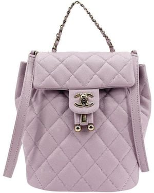 CHANEL Caviar Leather Dumas Backpack Small (Authentic Pre-Loved) - Purple