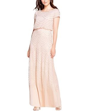 Adrianna Papell Beaded Mesh Dress - Pink