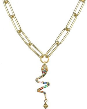 Rachel Reinhardt Jewelry 14k Vermeil Enamel & Cz Pave Snake Necklace - Metallic