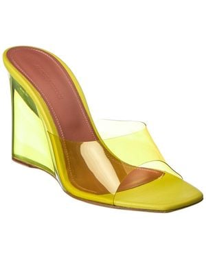AMINA MUADDI Lupita Vinyl & Leather Wedge Sandal - Yellow