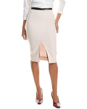 Tom Ford Leather-Trim Wool-Blend Pencil Skirt - Natural