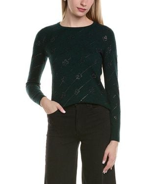 Sofiacashmere Heatset Diagonal Floral Wool & Cashmere-Blend Jumper - Black