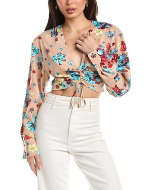 AFRM Annalise Cinched Detail Woven Top - Blue