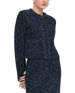 Lafayette 148 New York Crochet Pom Pom Wool-blend Jacket - Blue
