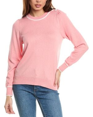 Hannah Rose Button Shoulder Cashmere-Blend Sweater - Red