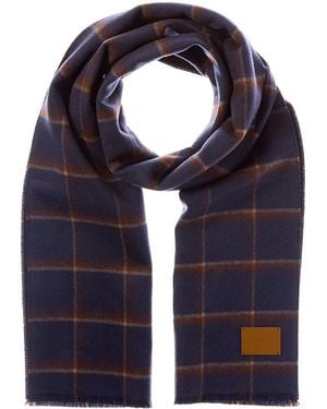 Vince Doubleface Windowpane Wool & Cashmere-Blend Scarf - Blue