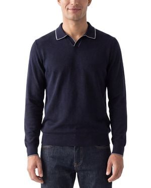RAFFI Johnny Collar Silk-Blend Polo Shirt - Blue