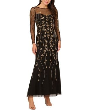Adrianna Papell Beaded Mesh Dress - Black