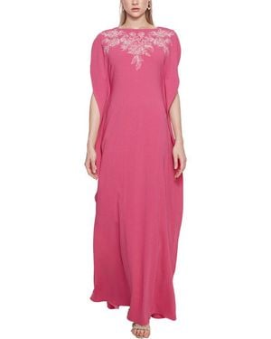 Marchesa Lightweight Crepe Kaftan Gown - Pink