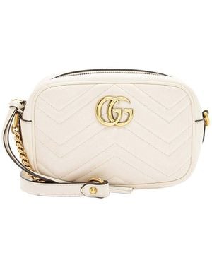 Gucci Matelassé GG Marmont Mini Camera Bag (authentic Pre-loved) - Natural