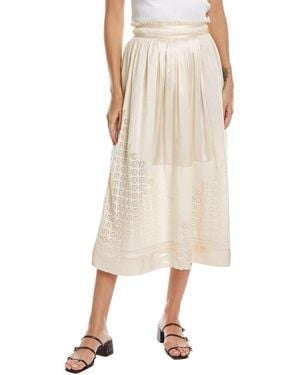 Ulla Johnson Pleated Silk & Linen-Blend Skirt - Natural