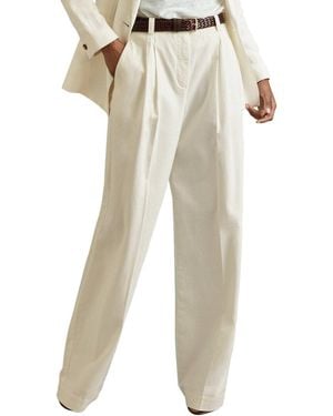 Reiss Astrid Wide Leg Pleat Front Trouser - Natural