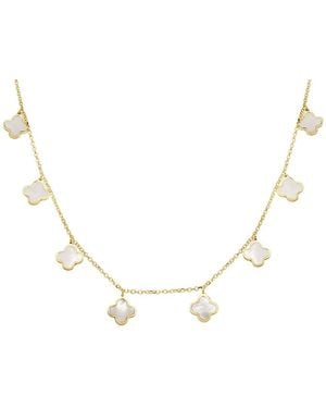 Italian Gold 14K Mother Of Pearl Station Necklace - Metallic