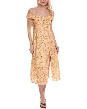 REVERIEE Linen-Blend A-Line Dress - Natural