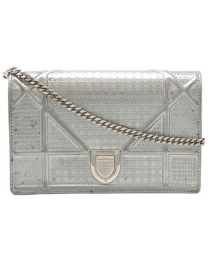 Dior Silver Enamel Ama Chain Wallet Clutch (authentic Pre-loved) - Gray