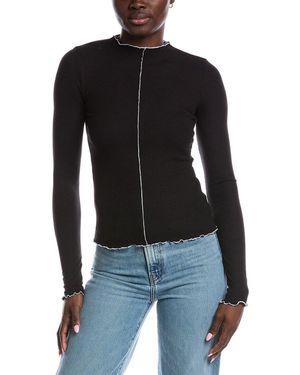 Project Social T Sparks Seamed Rib Funnel Neck Top - Black