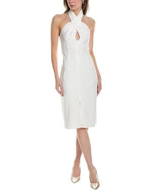 Aidan Mattox Aidan By Cross Front Halter Midi Dress - White