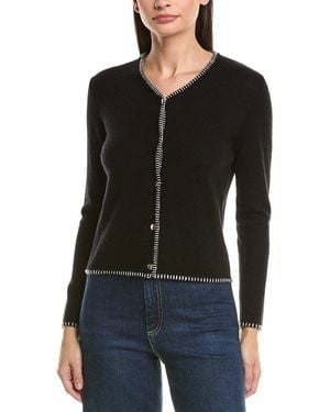 Bruno Magli Blanket Stitch Wool & Cashmere-Blend Cardigan - Black