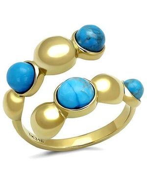 Alamode Jewelry Plated Stainless Steel Ring - Blue