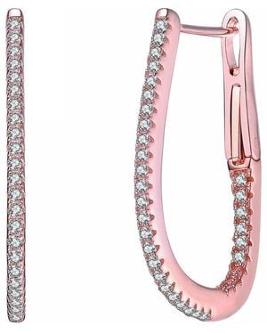 Genevive Jewelry 18k Rose Gold Vermeil Cz Earrings - Pink