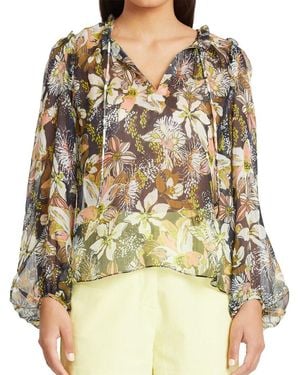 Tanya Taylor Aubrielle Linen & Silk-blend Top - Multicolour