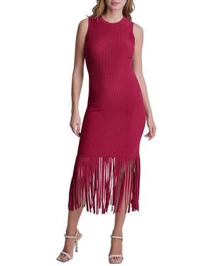 DKNY Fringe Sweaterdress - Red