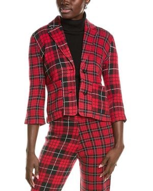 Minnie Rose Mixed Plaid Blazer - Red