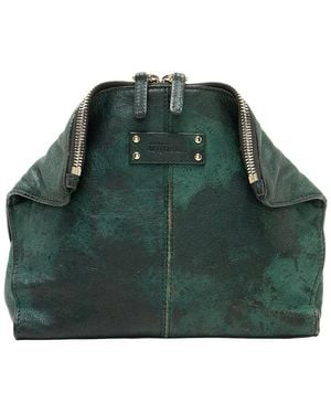McQueen Green Calfskin De Manta Cosmetic Bag (authentic Pre-loved)